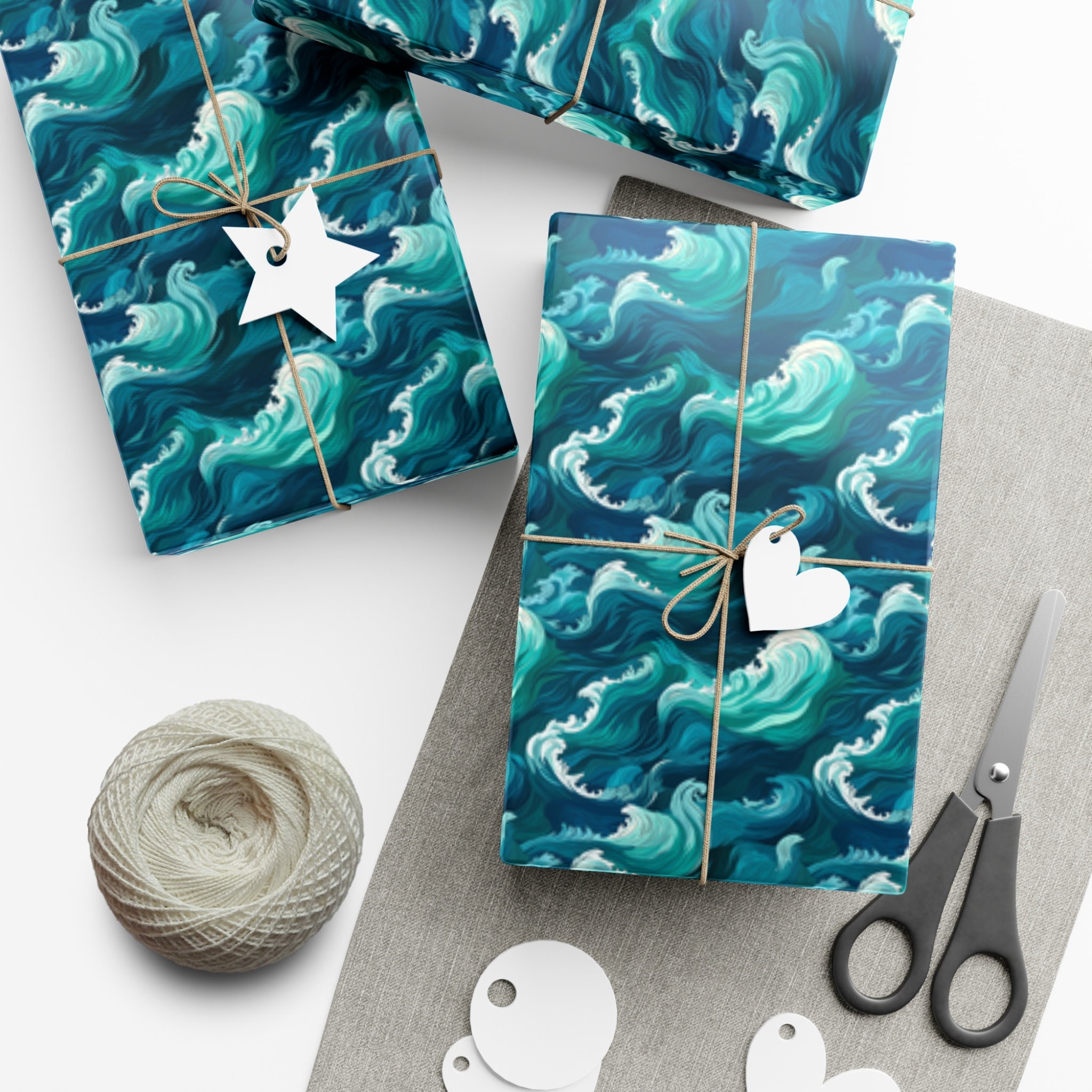100 Sheets Ocean Waves Tissue Paper 20x14in For Beach