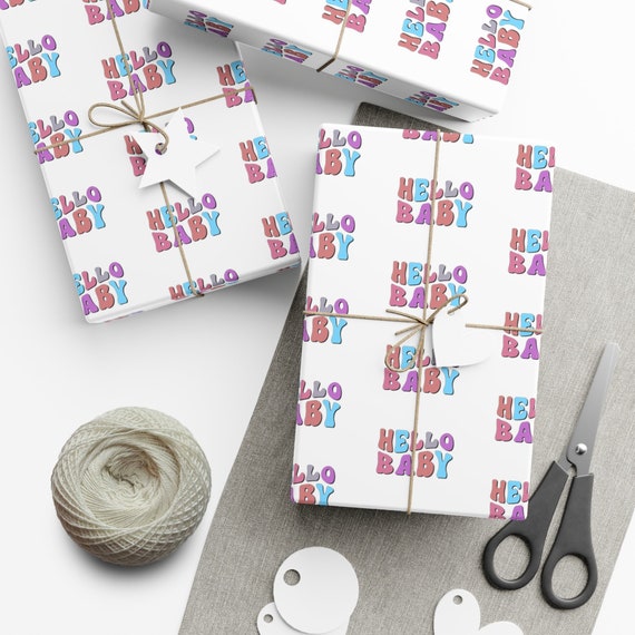 Hello Baby Gift Wrap Papers, 'hello Baby' Baby Shower Wrapping