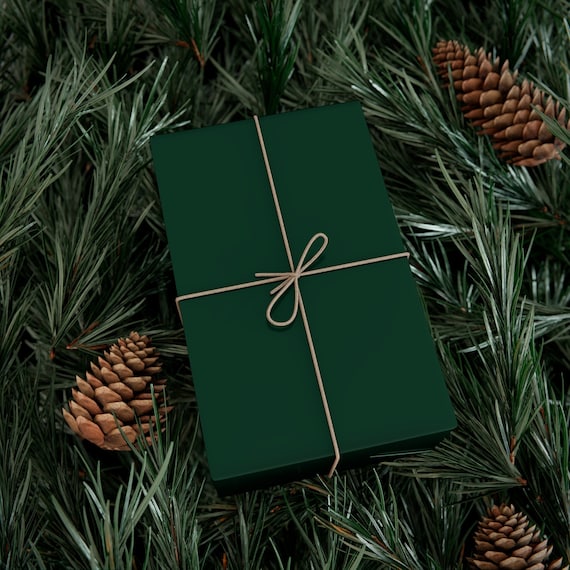 Elegant Dark Green Wrapping Paper for Birthdays, Holidays, and Christmas,  Gift Wrap Papers, Dark Green Wrapping Paper Roll, Matte or Glossy 