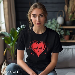 T Shirt Donate Blood Heartbeat Unisex T-Shirt Blood Donation Awareness Tee Blood Donor Day Tee Blood Transfusion Tee Support Tshirt