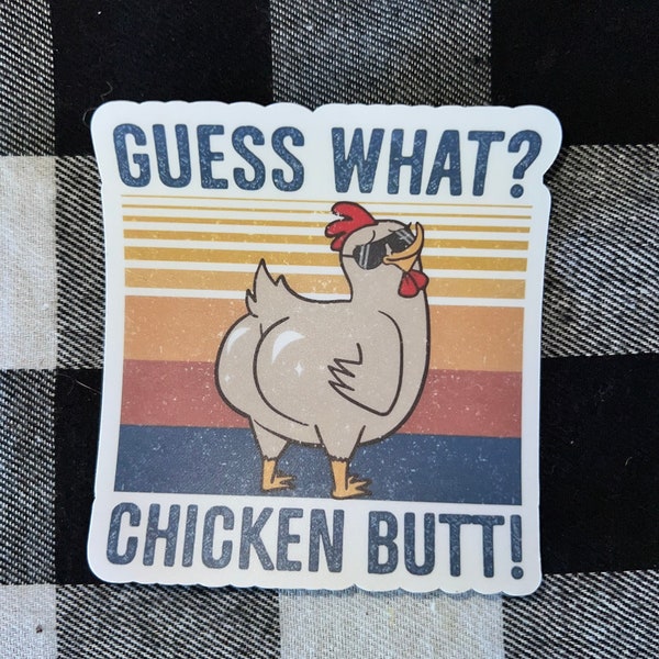 Chicken butt funny sticker waterproof water bottle laptop car window bumper prank joke gag gift