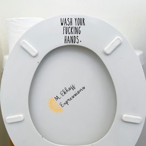 Was je verdomde handen grappige badkamer toiletbril vinyl sticker decor decoratie vulgair