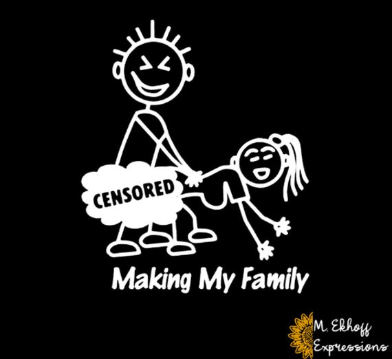 Making my family funny bumper decal sticker vinyl stick figure family car truck window
