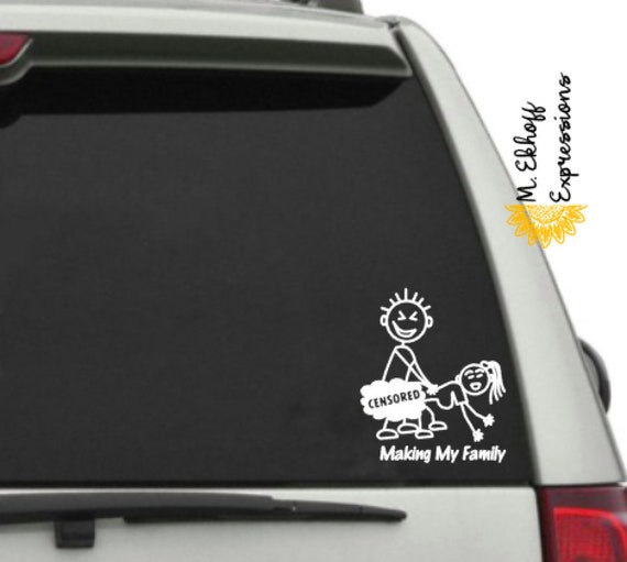 Making my family funny bumper decal sticker vinyl stick figure family car  truck window