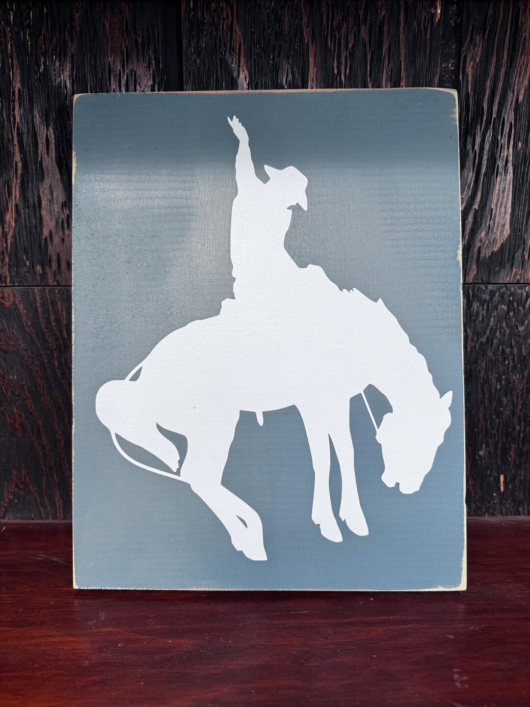 Wood Rodeo Sign Bucking Bronc Western Country Rodeo Sign Painted Wood Wooden Decor Home ...