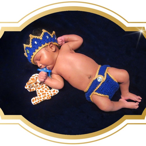 newborn infant Adjustable Baby Boy Crochet Crown Baby Boy Crown Baby Boy Hat Baby Boy Prince Crown Hat