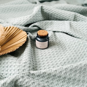 Sage Green Waffle Bed Cover, Waffle Throw Blanket