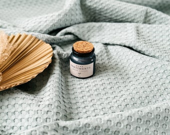 Sage Green Waffle Bed Cover, Waffle Throw Blanket