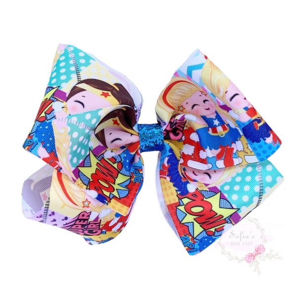 Super Girl Hair Bow, Over Sized Hair Bow, Comic, Headband, Super Girl Hair Clip