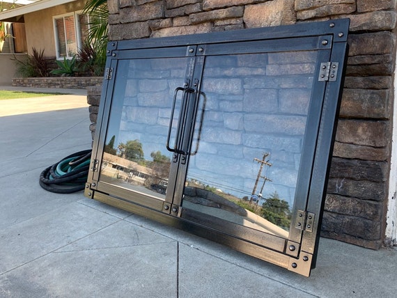 Hand Made Iron Fireplace Doors Custom Made To Fit Your Etsy