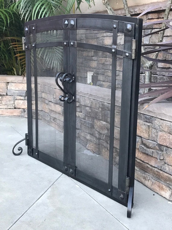 Hand Made Iron Fireplace Doors Etsy