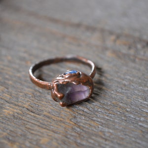 California Amethystsize 4.5 Raw Organic Crystals Electroformed Jewelry Amethyst Crystal Ring Electroformed Ring