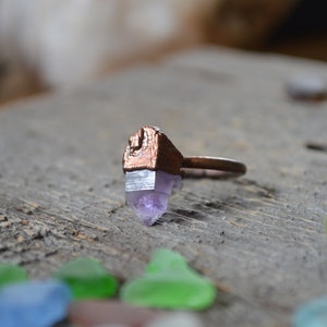 California Amethystsize 4.5 Raw Organic Crystals Electroformed Jewelry Amethyst Crystal Ring Electroformed Ring