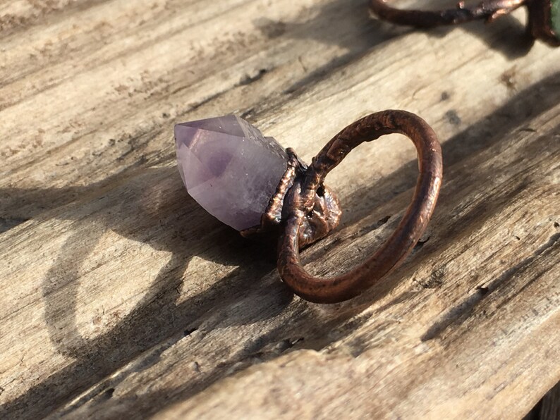 California Amethystsize 4.5 Raw Organic Crystals Electroformed Jewelry Amethyst Crystal Ring Electroformed Ring