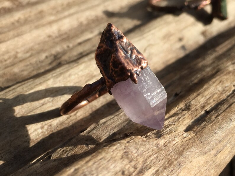 California Amethystsize 4.5 Raw Organic Crystals Electroformed Jewelry Amethyst Crystal Ring Electroformed Ring