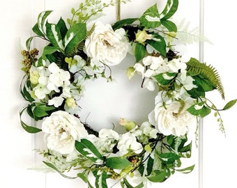 white floral wreath etsy