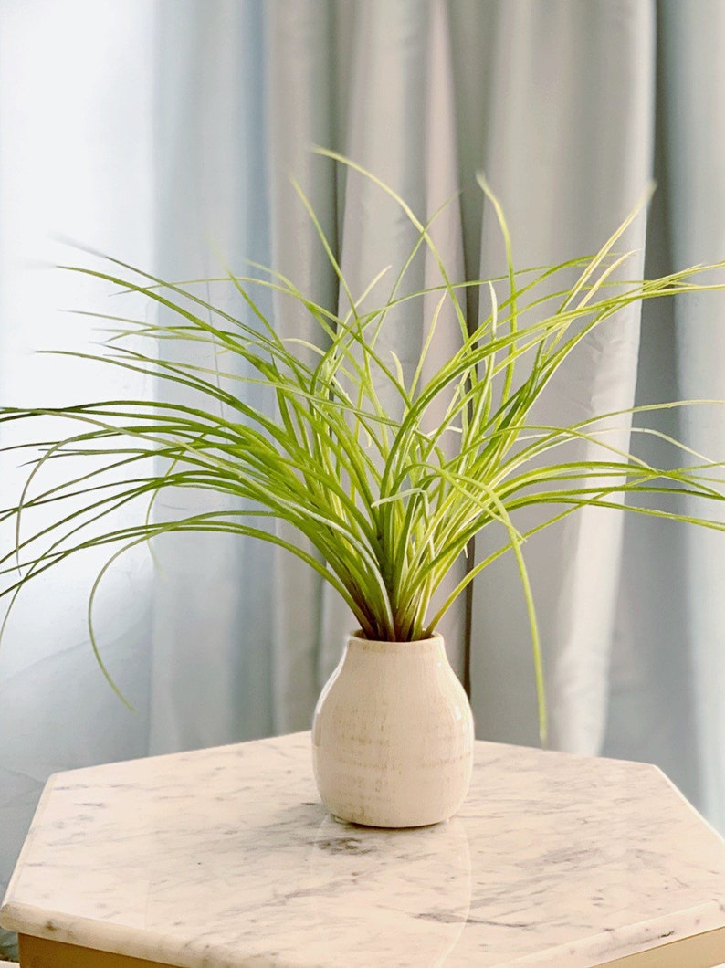 Artificial Grass in Ceramic Vase Arrangement Realistic Plant Etsy