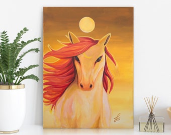 Fire Horse Painting: Zodiac Canvas Art Print on canvas