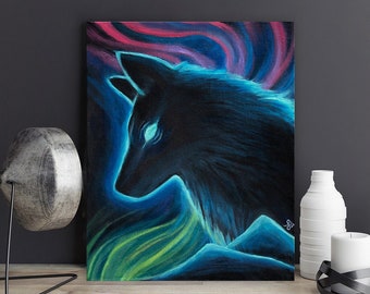 Abstract Wolf Canvas Print: Spiritual Totem Animal Artwork (8x10)