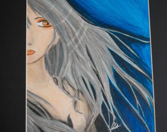 Myth 8.5X11 Original Drawing • Anime Portrait Wall Art • Pencil Manga Character • Zen Girl • Matt Included