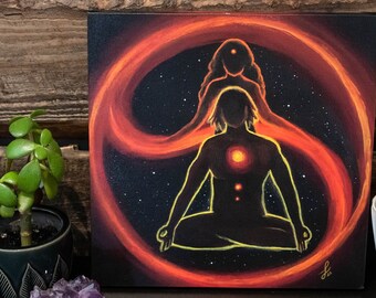 Yin Yang Universal Love Meditation Art • Original spiritual artwork • Soulmate wall art • Twin Flames lovers • Valentines gift • Zen couple