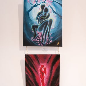 Kindred Spirits Twin flames Art Soulmate painting Power Couple Tarot Romantic Lovers Laminated Print on Stretched Canvas Zen image 6