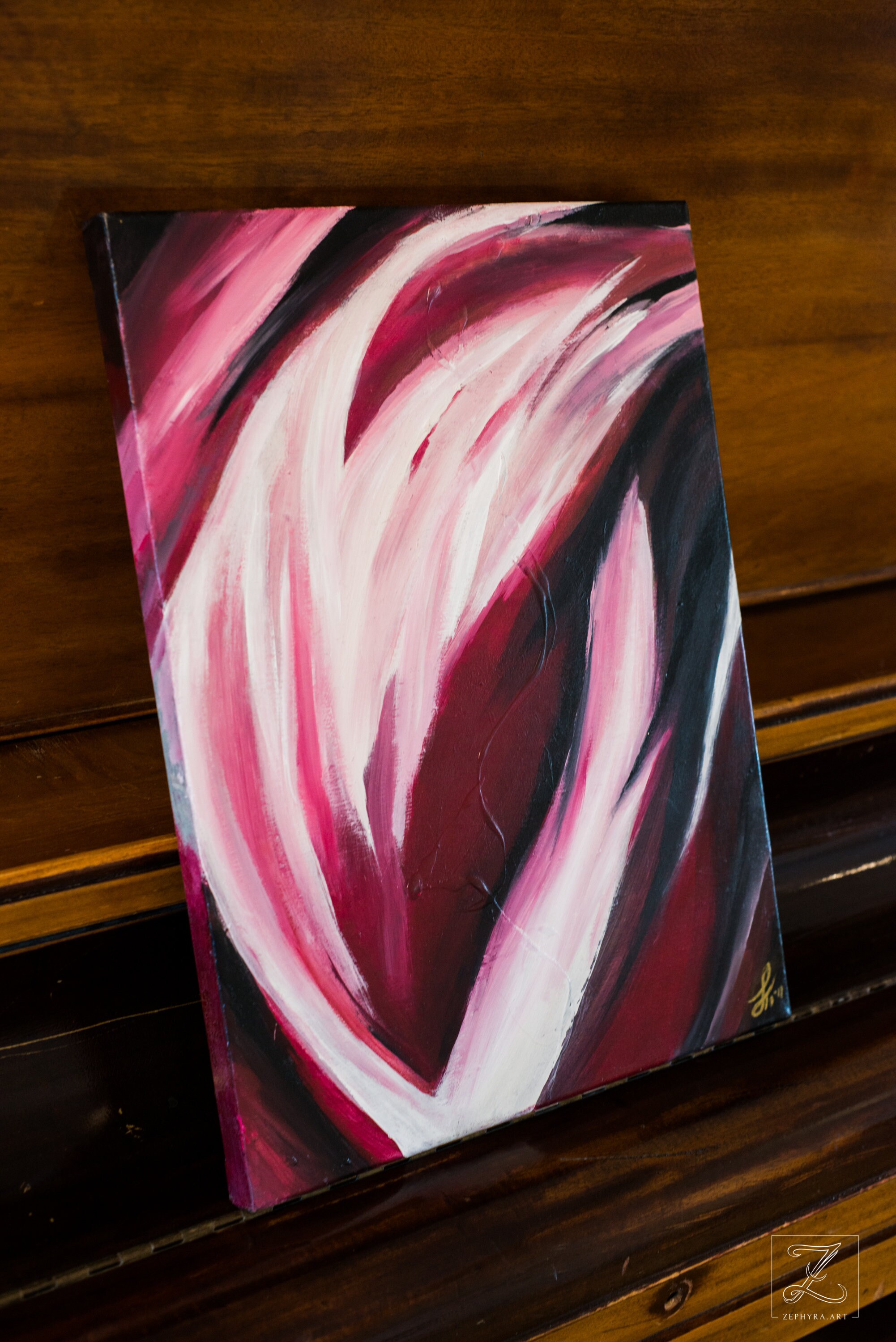 Pink Small Abstract Canvas Painting Abstract Floral Wall Art | Etsy