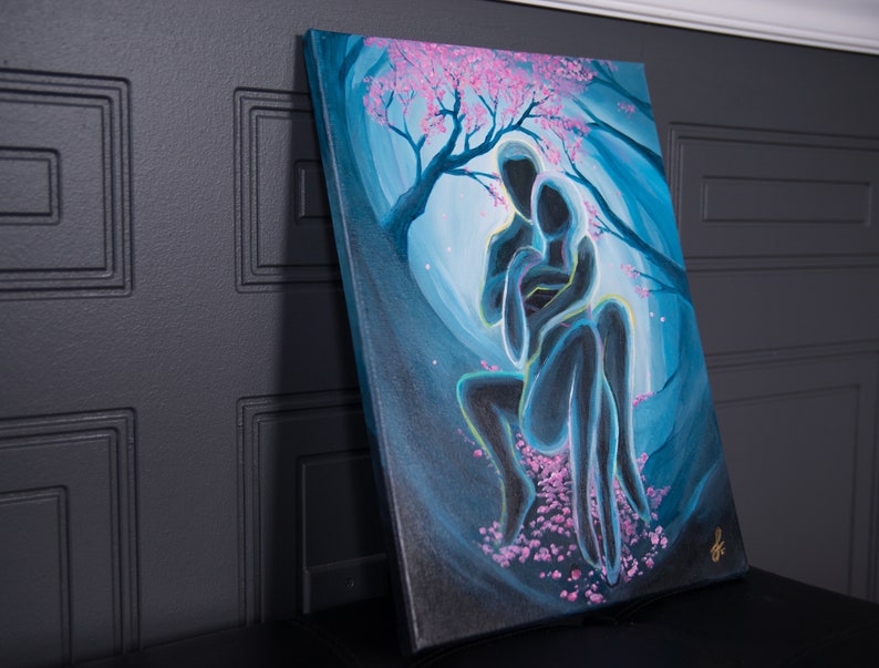 Kindred Spirits Twin flames Art Soulmate painting Power Couple Tarot Romantic Lovers Laminated Print on Stretched Canvas Zen image 4