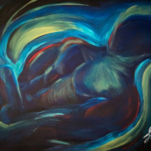 A Burst of Universal Energy Art Print on Canvas • Sensual • Aphrodisiac art • sacred divine masculine energy • male nudity • yang spirit zen