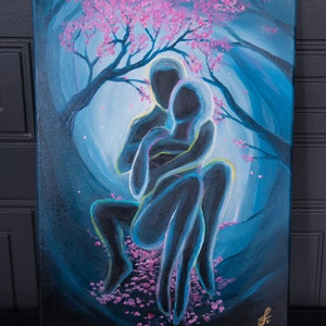 Kindred Spirits Twin flames Art Soulmate painting Power Couple Tarot Romantic Lovers Laminated Print on Stretched Canvas Zen image 9