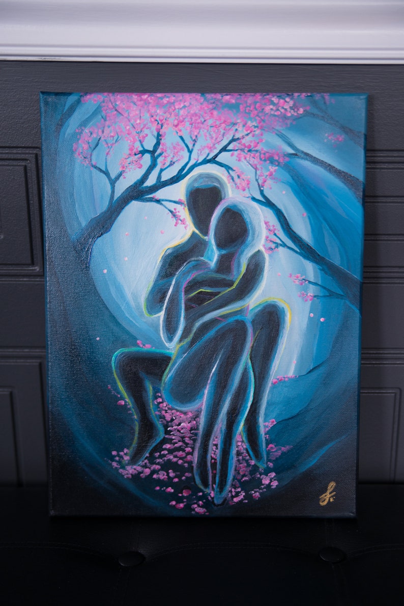 Kindred Spirits Twin flames Art Soulmate painting Power Couple Tarot Romantic Lovers Laminated Print on Stretched Canvas Zen image 9