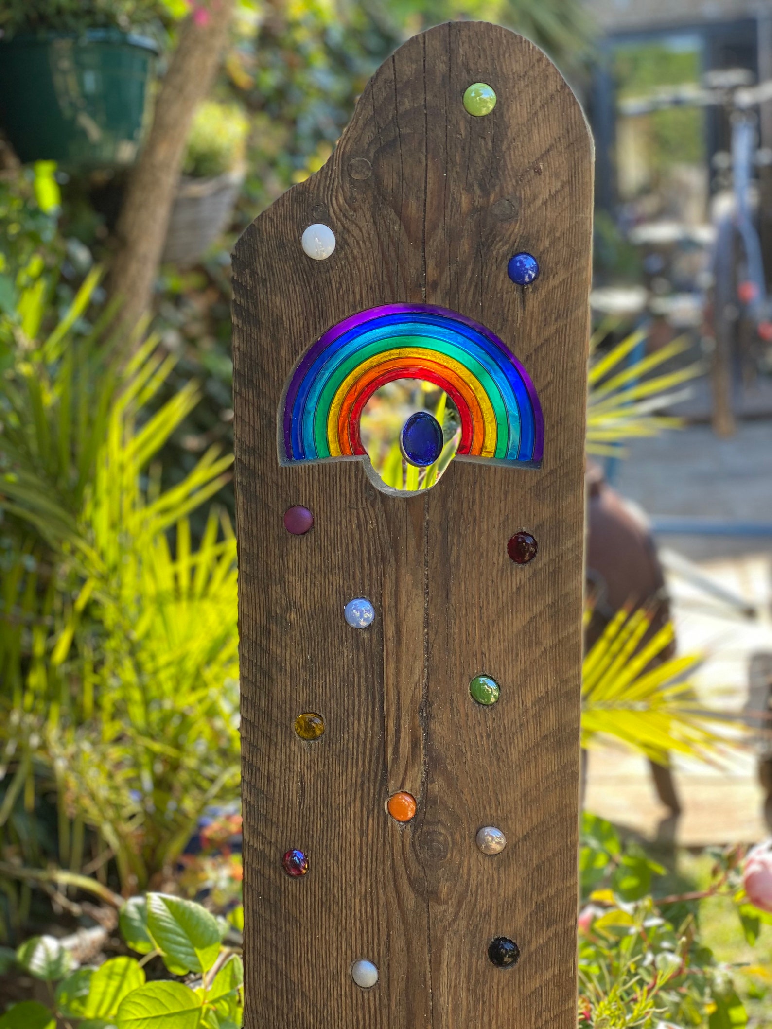 Rainbow garden sculptures Etsy