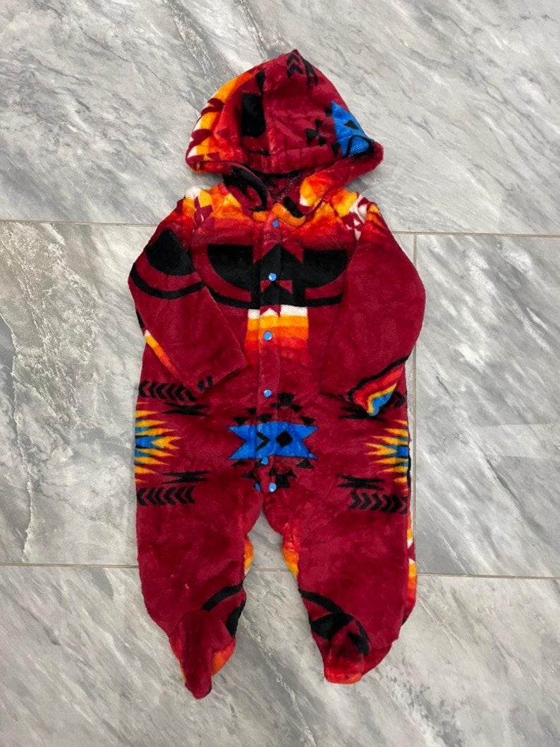 Native American Traditional Design Baby Hooded One-Piece image 5