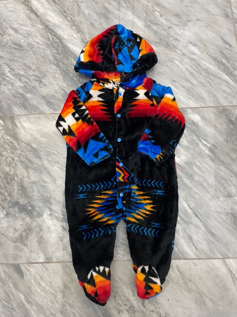Native American Traditional Design Baby Hooded One-Piece image 4