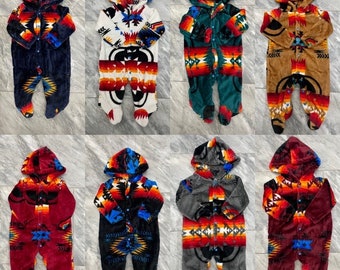 Native American Traditional Design Baby Hooded One-Piece