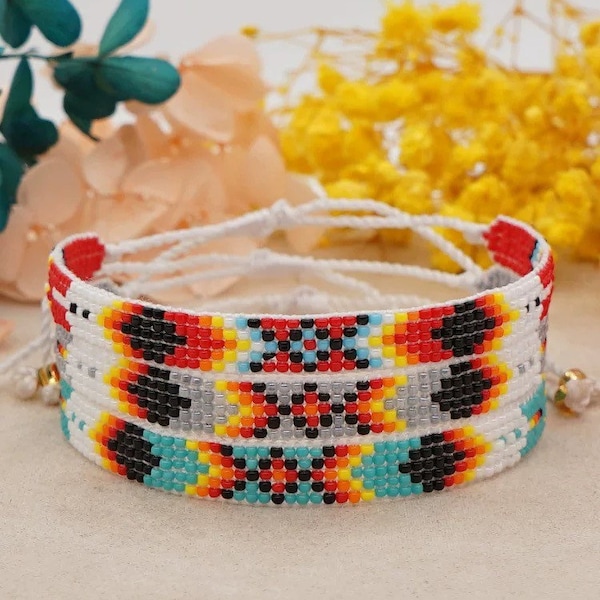Native American Inspired adjustable Beaded Bracelet