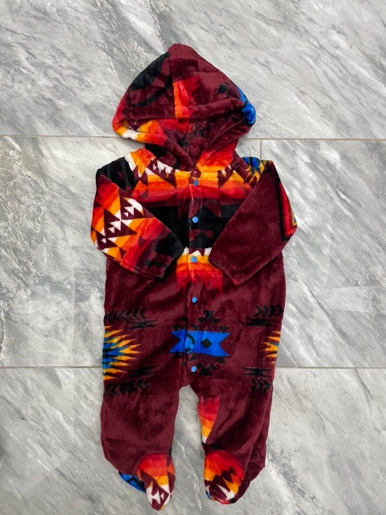 Native American Traditional Design Baby Hooded One-Piece image 7