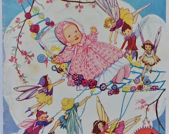 Australian Home Journal Baby Book no. 5 - vintage knitting pattern booklet - cover illustration by Pixie O'Harris