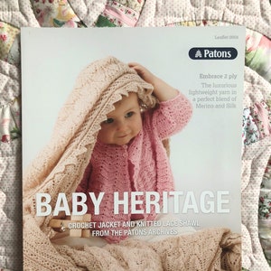 Baby Heritage, crochet jacket and knitted lace shawl, Patons leaflet 0004, 2 ply