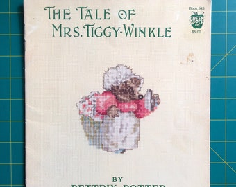 Mrs Tiggy-Winkle, vintage Beatrix Potter cross stitch book, 543 Green Apple Co. charts