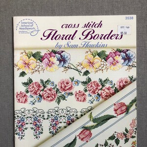 botanical giftCross Stitch Floral Borders by Sam Hawkins booklet 3538
