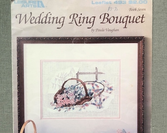 Wedding Ring Boquet cross stitch chart by Paula Vaughan, Leisure Arts leaflet 493
