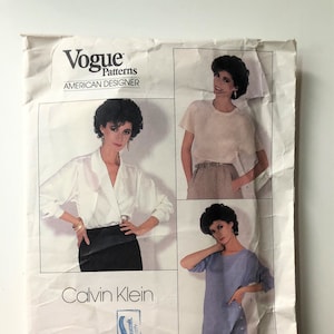 Vogue 1128 sewing pattern, American Designer Calvin Klein Misses&#39; top and blouse, size 16
