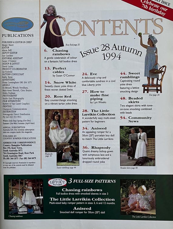 Australian Smocking and Embroidery Magazine Issue 28, 1994 - Etsy