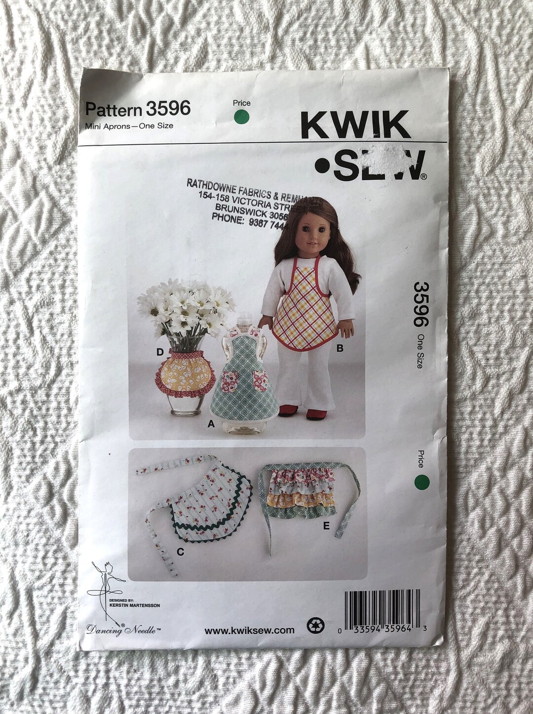 Kwik Sew Mini Aprons Sewing Pattern 3596 One Size Doll's Etsy