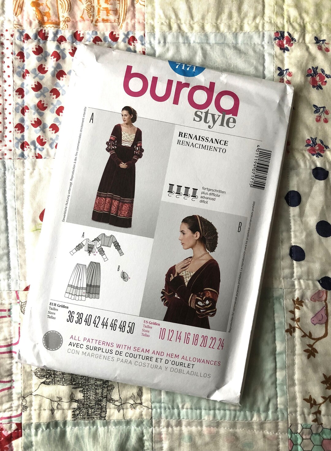 Burda 7171 Renaissance Costume Sewing Pattern - Etsy Australia