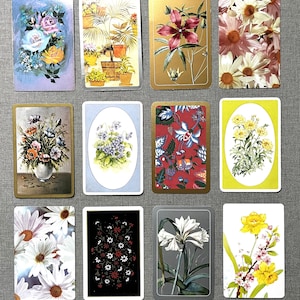 Vintage flower, botanical swap cards, set of 12