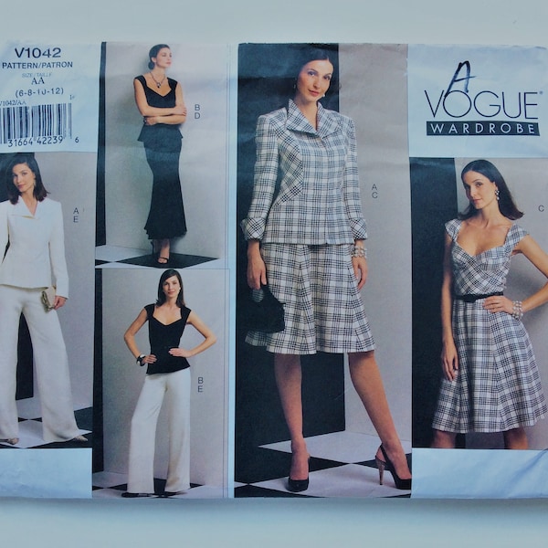 Vogue Wardrobe 1042 sewing pattern, Misses' jacket, dress, top, pants and skirt, Size 6 to 12