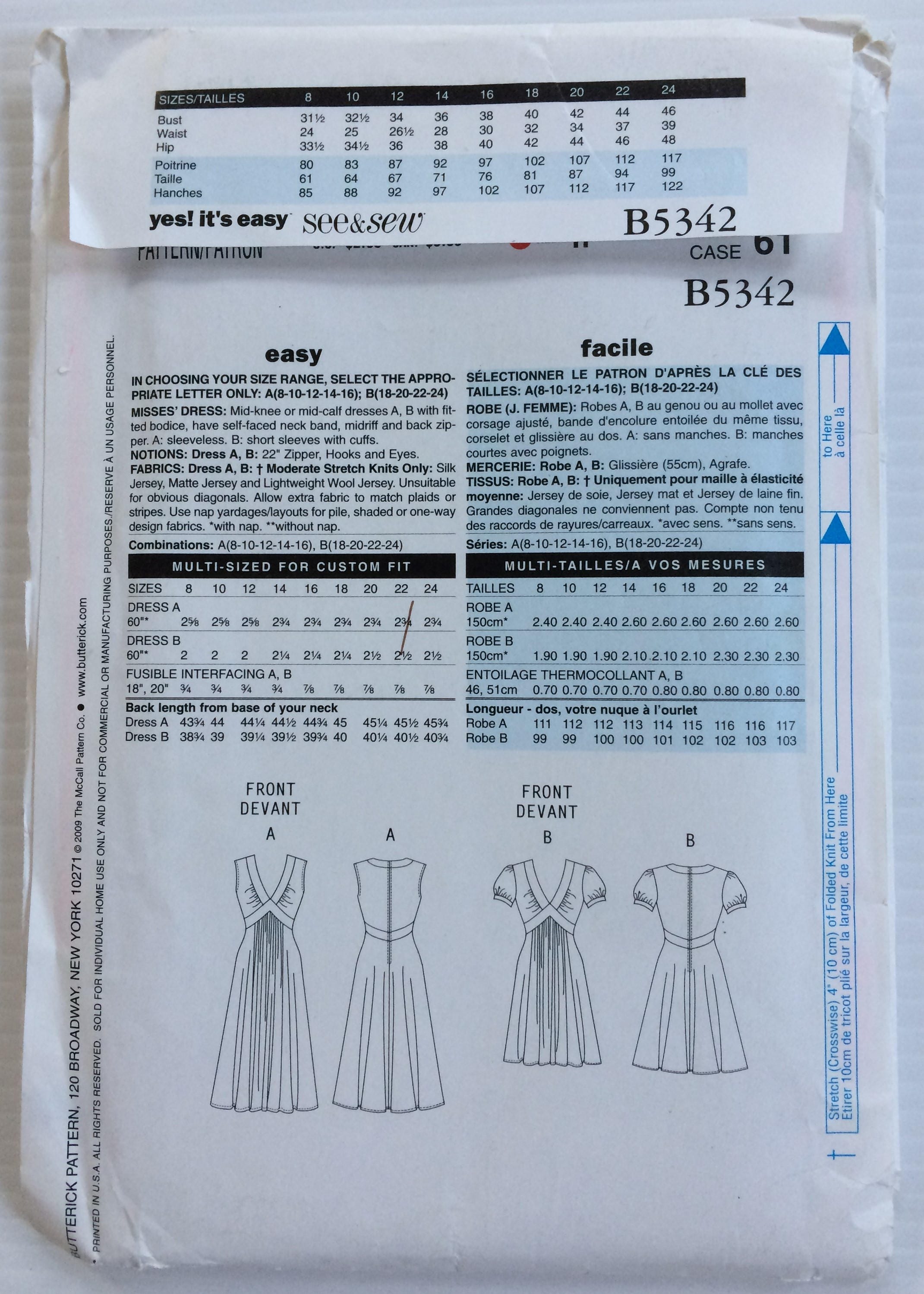 See & Sew sewing pattern B5342 Misses' dress size | Etsy