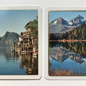 Pair of Switzerland scenery swap cards, Engadine Lake and Ticino